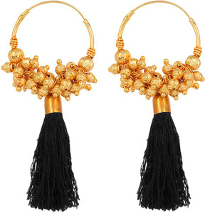 GoldNera Golden Black Fusion With Trendy Tassel Amalgamation of Ethnic and Fashion Earrings For Women Girls Hollywood Alloy Tassel Earring