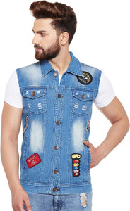 Fugazee Sleeveless Self Design Men's Jacket