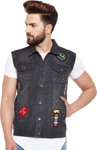 Fugazee Sleeveless Self Design Men's Jacket