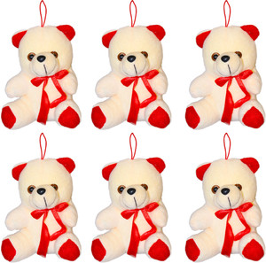 AKSHAT HANGING TEDDY SO SOFT SET OF 6 (Multicolor) - 12 cm