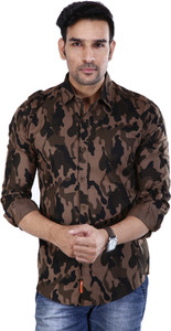 BASE 41 Men's Military Camouflage Casual Dark Green Shirt