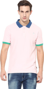 Realm Solid Men's Polo Neck Pink T-Shirt