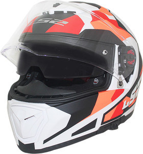 LS2 Helmet FF390 L Sergeant White Red Orange Matt With Smoke
