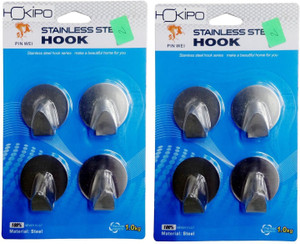 HOKIPO Multipurpose Stainless Steel Adhesive 8 - Pronged Hook