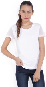 puma solid women round neck white t-shirt 57252102Puma White