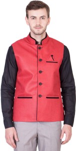 Fabus India Sleeveless Self Design Men's Jacket