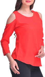 Stop Look Casual 3/4th Sleeve Solid Women's Red Top
