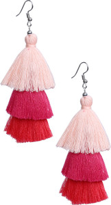 NAWAB Boho Gypsy Tassel Earring for girls and women - PINK Alloy Tassel Earring