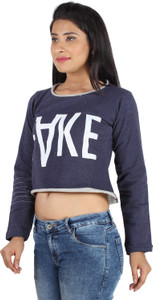 THE MAYA'S Casual Full Sleeve Printed Women's Dark Blue Top