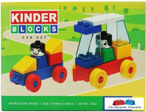 GRAPPLE DEALS Kinder Blocks Car Set - Interlocking Architectural Set For Kids.(Multicolor)