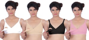 fabme women's maternity/nursing non padded bra(brown, white, black, pink) Po4-BR0014-SK-WH-BK-PK