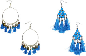 NAWAB Boho Gypsy Tassel Earring combo of 2 pair for girls and women Alloy Dangle Earring, Tassel Earring