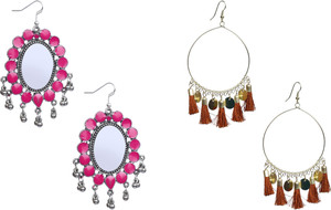 NAWAB Boho Gypsy Tassel Earring combo of 2 pair for girls and women Alloy Dangle Earring, Tassel Earring