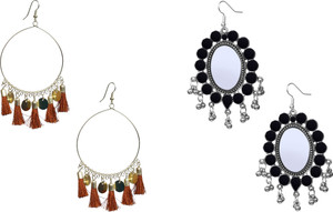 NAWAB Boho Gypsy Tassel Earring combo of 2 pair for girls and women Alloy Dangle Earring, Tassel Earring