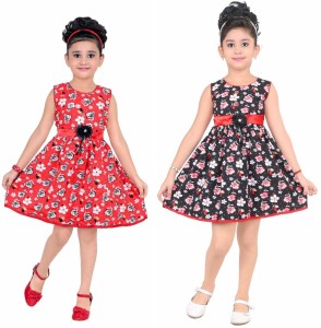 BAHUBALI Girls Midi/Knee Length Casual Dress