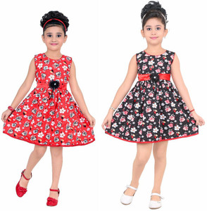 BAHUBALI Girls Midi/Knee Length Casual Dress