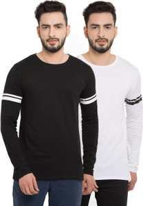 Billion PerfectFit Solid Men Round Neck White, Black T-Shirt