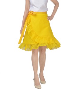 deevineeti solid women wrap around yellow skirt WA_Georg_137