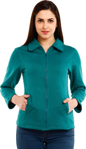 Mustard Full Sleeve Solid Women's Jacket