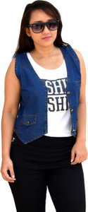 Aarti Collections Sleeveless Solid Women's Denim Jacket