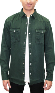 dark green denim shirt