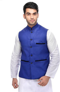 Makhkha Sleeveless Self Design Men's Jacket