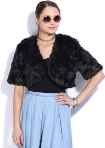 Forever New Half Sleeve Solid Women's FurFaux Jacket Jacket