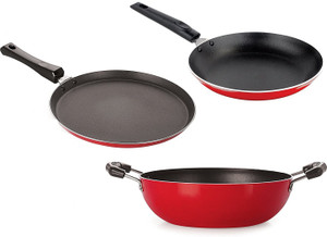 Omic Non Stick Gift Set of Dosa Tawa, Kadhai ,Fry Pan Cookware Set