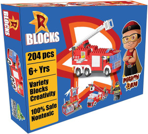 CHHOTA BHEEM Mighty Raju R Blocks 204 Pcs Fire Truck Red Mighty