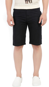 Peter England University Solid Men's Black Chino Shorts