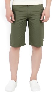 peter england university solid men dark green chino shorts ESR517010599DarkGreenSolid
