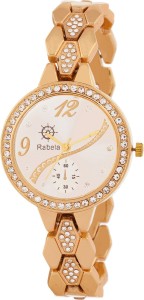 Rabela Golden Watch Golden Watch white Dial Analog Watch  - For Women