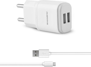Ambrane AWC-22 2.1A Dual Port Fast Charger with Charge & Sync USB Cable Mobile Charger