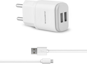 Ambrane AWC-22 2.1A Dual Port Fast Charger with Charge & Sync USB Cable Mobile Charger