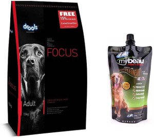 Drools Focus 10kg With My Beau Dog Supplement 300ml by Pawsitively Pet Care Chicken 10.3 kg 2x5.15 kg Dry Adult Dog Food Price in India Buy Drools Focus 10kg With My
