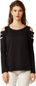 Miss Chase Casual Full Sleeve Solid Women's Black Top
