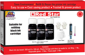 Red Star ink refill for HP 21,27,46,678,680,802,803,818,703,704,901 black cartridge Single Color Ink