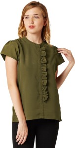 Miss Chase Formal Cap Sleeve Solid Women's Green Top