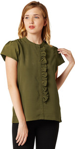 Miss Chase Formal Cap Sleeve Solid Women's Green Top