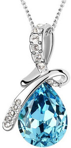 Nakabh Austrian Crystal Partywear Rhodium Alloy Pendant