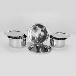 Sumeet 3 Pcs Stainless Steel Induction & Gas Stove Friendly Container Set / Tope Set With Lids Size No.10 To No.12 Pot Tope No. 10 - 1 L, Tope No. 11 - 1.4 L, Tope No. 12 - 1.8 L