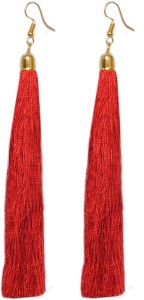 FashMade Red Long Silk Dori Tassel Earring