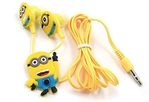 VRCT Designer Cartoon Music Earphones, Includes 3 Additional Earplug Headset with Mic