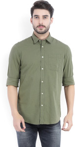 Arrow Blue Jean Company Men Solid Casual Dark Green Shirt Buy