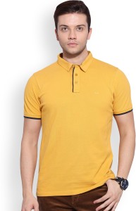 lee solid men polo neck t-shirt L28716CB0H20MNERAL YELLOW