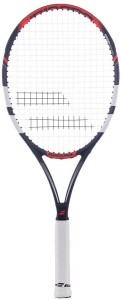 babolat pulsion 102 red, white, blue strung tennis racquet(pack of: 1, 270 g)