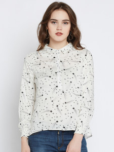 Marie Claire Casual Full Sleeve Printed Women's White Top
