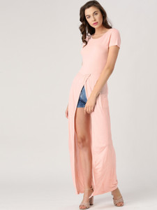 Marie Claire Casual Short Sleeve Solid Women Pink Top