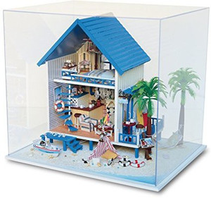 Famulei Led Wooden Dollhouse Miniature Diy Dolls House Kit With
