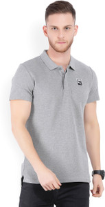 puma solid men polo neck grey t-shirt 57556303Medium Gray Heather